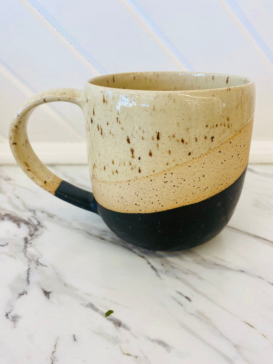 Speckled Black & Taupe Pottery Mug