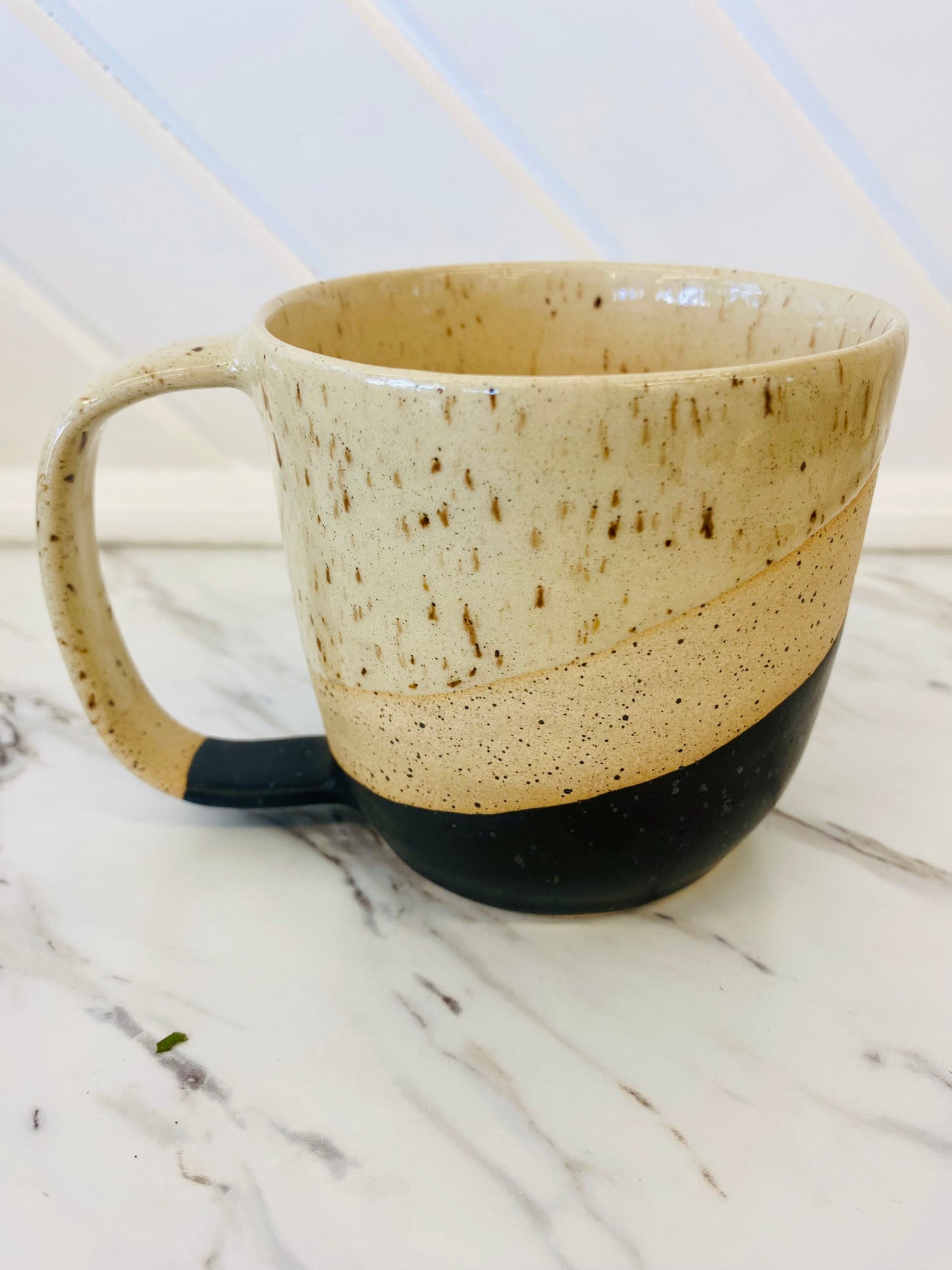 Speckled Black & Taupe Pottery Mug