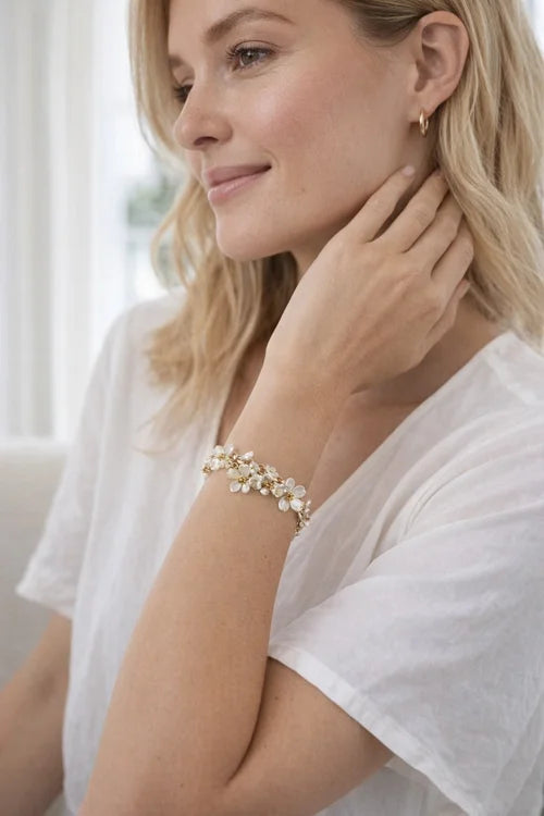 Floral Pearl Charm Bracelet