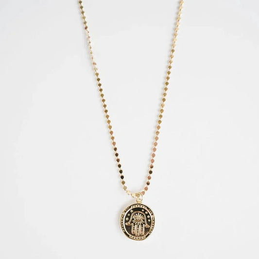 Gold Labyrinth Hamsa Necklace