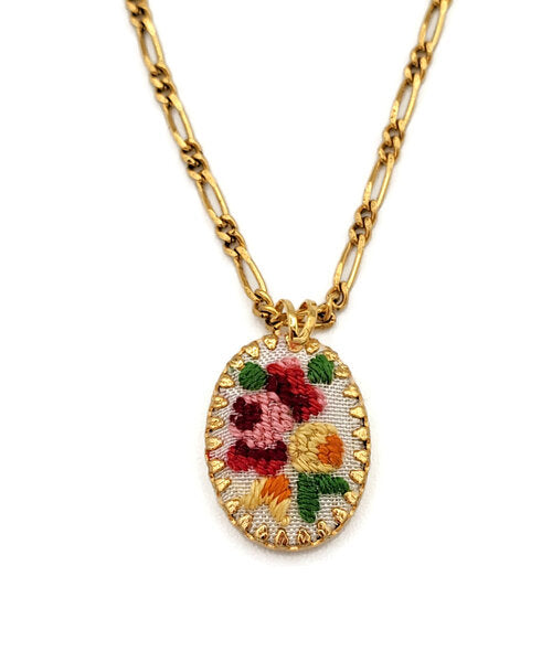 Rose Garden Vintage Embroidered Necklace